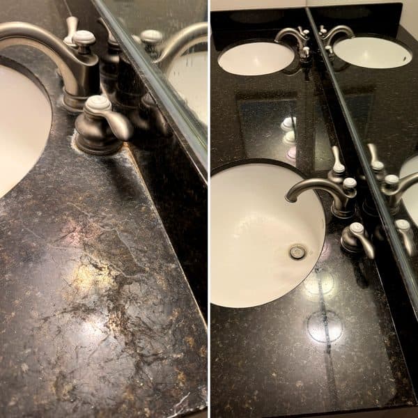 Dual sink vanity restored